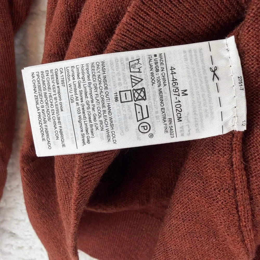 Banana Republic Baruffa Sweater Mens Medium Orange Merino Wool Knit Pullover‎